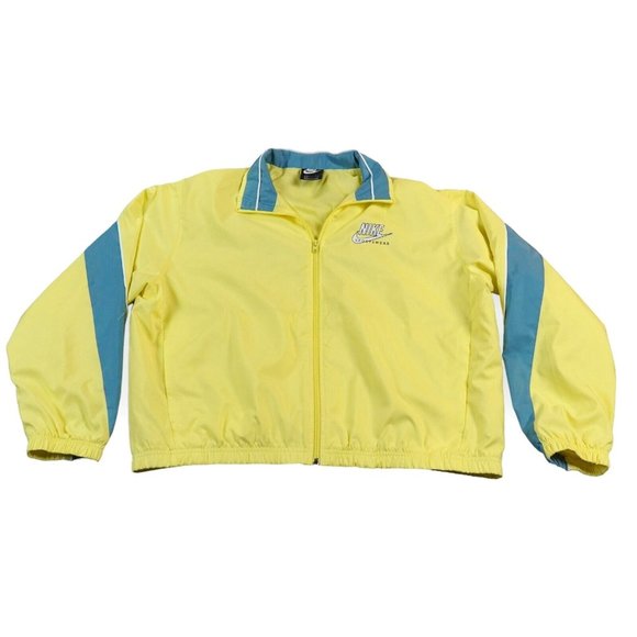 Nike Jacket Womens Large‎ Yellow Heritage Woven Polyester Colorblock Vintage - Picture 2 of 10